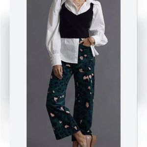 Maeve Anthropologie The Colette Wide Leg High Rise Crop Corduroy Pant